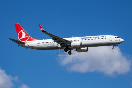 Photo for Istanbul / Turkey - March 29, 2019: Turkish Airlines Boeing 737-900 TC-JYM passenger plane landing at Istanbul Ataturk Airport - Royalty Free Image