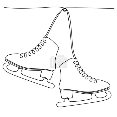 Téléchargez les illustrations : Continuous one line drawing of hanging pair of figure ice skates. Vector illustration - en licence libre de droit
