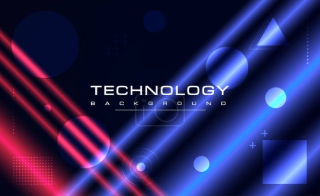 Digitale Technologie geometrische rot-blaue Gradienten Hintergrund, Ai Big Data, abstrakte Cyber Cloud Neon Tech, Innovation Zukunft, USA Vereinigte Staaten Amerika Flagge Internet-Netzwerk verbinden, Illustration Vektor