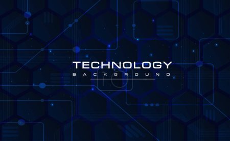 Illustration for Digital Ai big data technology banner blue background, cyber security technology, abstract privacy protection tech, innovation future data, internet network connection, line dot, illustration vector - Royalty Free Image