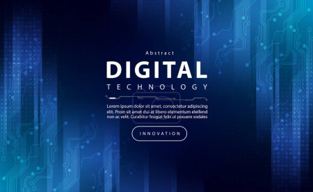 Illustration for Digital technology banner blue green background concept, cyber technology light effect, abstract tech, innovation future data, internet network, Ai big data, lines dots connection, illustration vector - Royalty Free Image