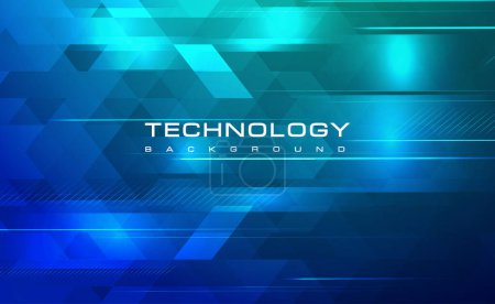 Illustration for Digital technology banner blue green background concept, cyber technology polygonal, abstract tech, innovation future data, internet network, Ai big data, lines dots connection, illustration vector - Royalty Free Image