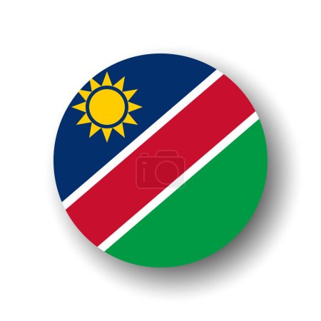 Namibia-Flagge - flaches Vektor-Kreis-Symbol oder Abzeichen mit fallendem Schatten.