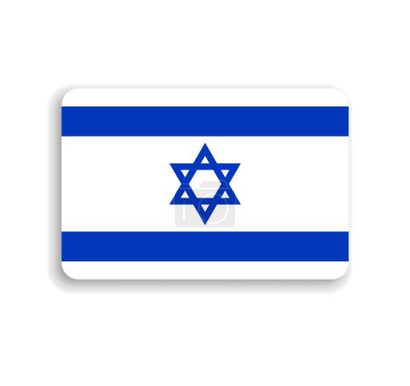 Drapeau Israël rectangle vectoriel plat avec coins arrondis et ombre portée.