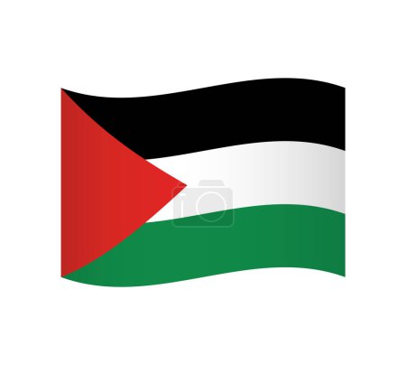 Drapeau palestinien - simple icône vectorielle ondulée avec ombrage.