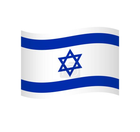 Israel flag - simple wavy vector icon with shading.