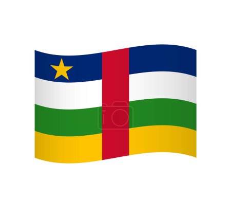Central African Republic flag - simple wavy vector icon with shading.