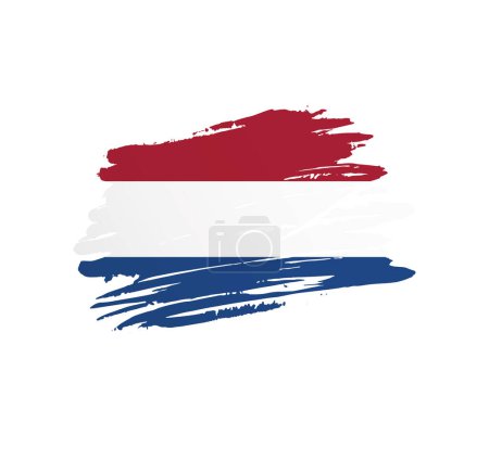 Flagge der Niederlande - Flagge der Nation, die in einem kratzigen Pinselstrich aus Grunge erstarrt ist.
