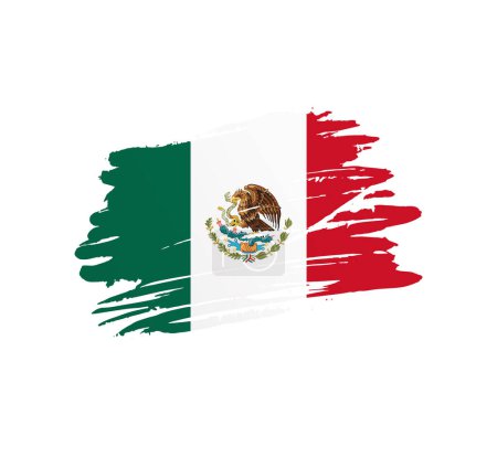 Bandera de México - bandera del país vector nación trextured en grunge pincelada rasca.