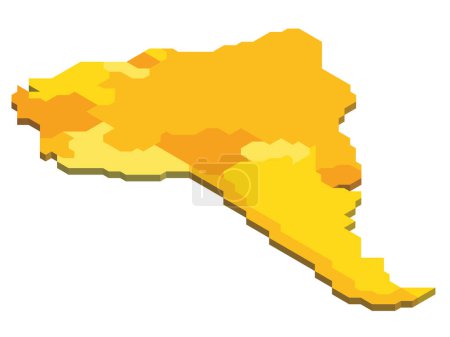 Isometrische politische Landkarte Südamerikas. Bunte leere Landkarte auf weißem Hintergrund. 3D-Vektordarstellung