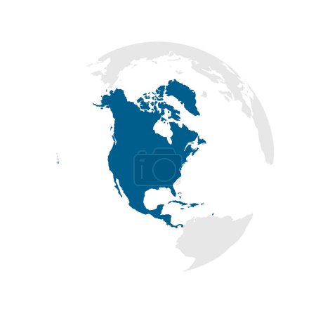 América del Norte continente azul oscuro destacado silueta en el globo terráqueo. Ilustración vectorial