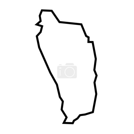 Dominica country thick black outline silhouette. Simplified map. Vector icon isolated on white background.