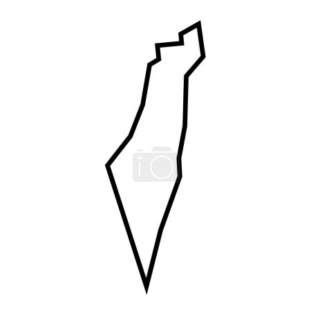 Israel país grueso silueta contorno negro. Mapa simplificado. Icono vectorial aislado sobre fondo blanco.