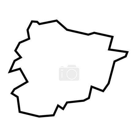 Andorra country thick black outline silhouette. Simplified map. Vector icon isolated on white background.