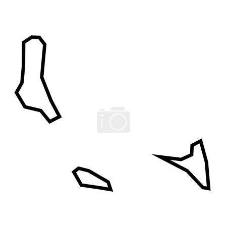 Comoras país grueso silueta contorno negro. Mapa simplificado. Icono vectorial aislado sobre fondo blanco.