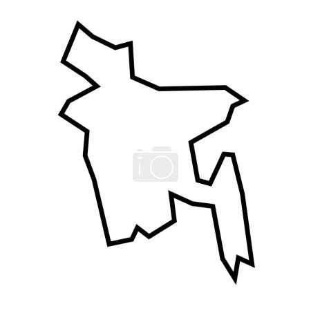 Bangladesh country thick black outline silhouette. Simplified map. Vector icon isolated on white background.