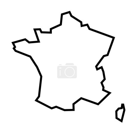 France country thick black outline silhouette. Simplified map. Vector icon isolated on white background.