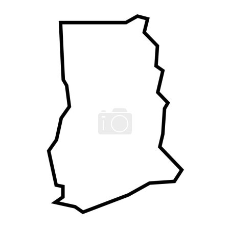 Ghana país gruesa silueta contorno negro. Mapa simplificado. Icono vectorial aislado sobre fondo blanco.