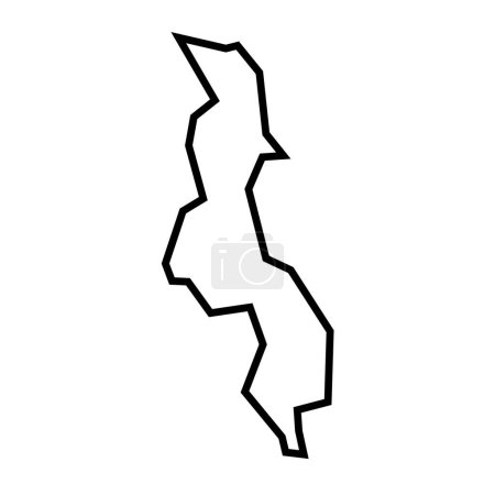 Malawi Land dicke schwarze Umrisse Silhouette. Vereinfachte Landkarte. Vektor-Symbol isoliert auf weißem Hintergrund.