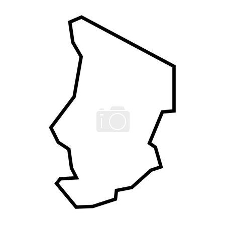 Chad country thick black outline silhouette. Simplified map. Vector icon isolated on white background.