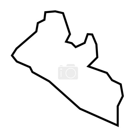 país Liberia gruesa silueta contorno negro. Mapa simplificado. Icono vectorial aislado sobre fondo blanco.