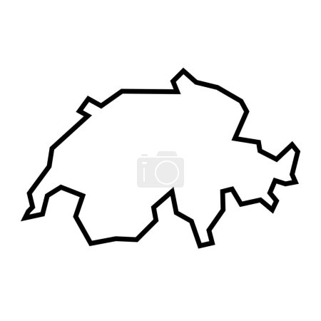 Switzerland country thick black outline silhouette. Simplified map. Vector icon isolated on white background.