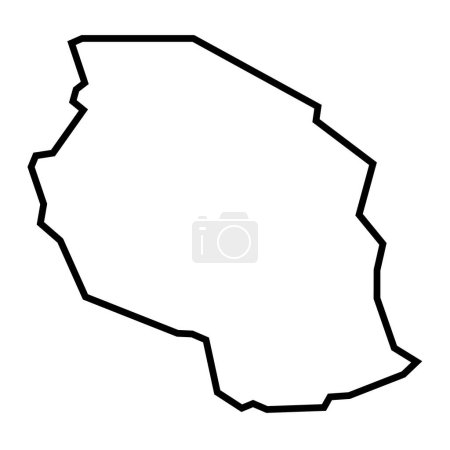 Tanzania country thick black outline silhouette. Simplified map. Vector icon isolated on white background.