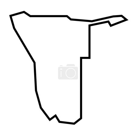 Namibia country thick black outline silhouette. Simplified map. Vector icon isolated on white background.