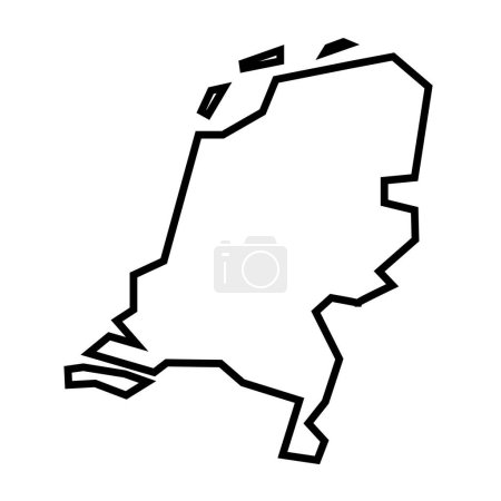 Netherlands country thick black outline silhouette. Simplified map. Vector icon isolated on white background.
