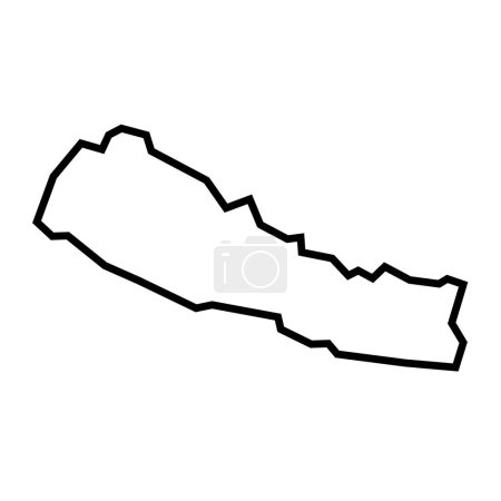 Nepal país grueso silueta contorno negro. Mapa simplificado. Icono vectorial aislado sobre fondo blanco.