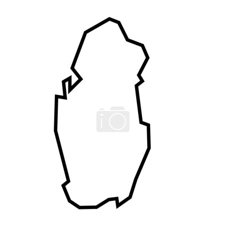 Qatar pays silhouette épaisse contour noir. Carte simplifiée. Icône vectorielle isolée sur fond blanc.