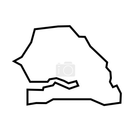 Senegal país grueso silueta contorno negro. Mapa simplificado. Icono vectorial aislado sobre fondo blanco.