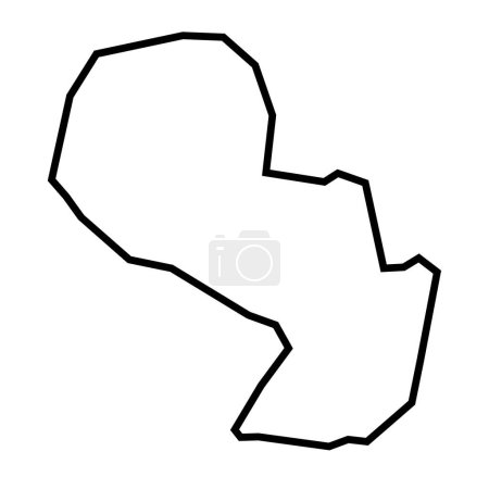 Paraguay country thick black outline silhouette. Simplified map. Vector icon isolated on white background.