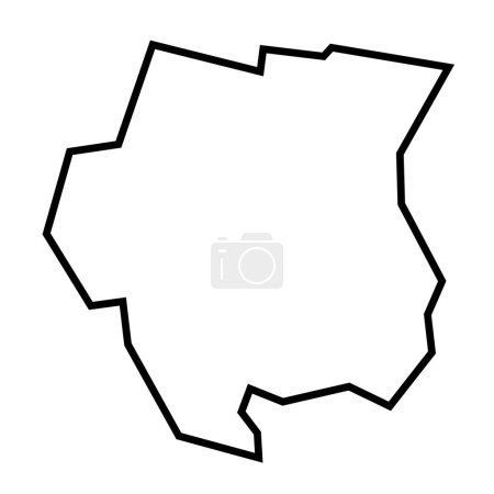 Suriname country thick black outline silhouette. Simplified map. Vector icon isolated on white background.