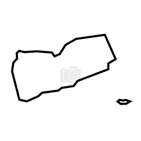 Yemen country thick black outline silhouette. Simplified map. Vector icon isolated on white background.