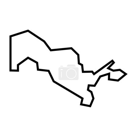 Ouzbékistan pays silhouette épaisse contour noir. Carte simplifiée. Icône vectorielle isolée sur fond blanc.