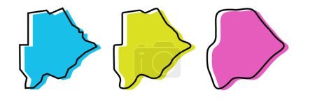 Botswana country black outline and colored country silhouettes in drei verschiedenen Ebenen der Glätte. Vereinfachte Karten. Vektor-Symbole isoliert auf weißem Hintergrund.