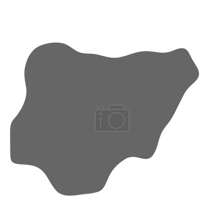 Nigeria country simplified map. Grey stylish smooth map. Vector icons isolated on white background.