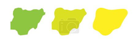 Nigeria país negro contorno y siluetas país de color en tres niveles diferentes de suavidad. Mapas simplificados. Iconos vectoriales aislados sobre fondo blanco.
