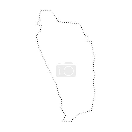 Dominica country simplified map. Black dotted outline contour. Simple vector icon.