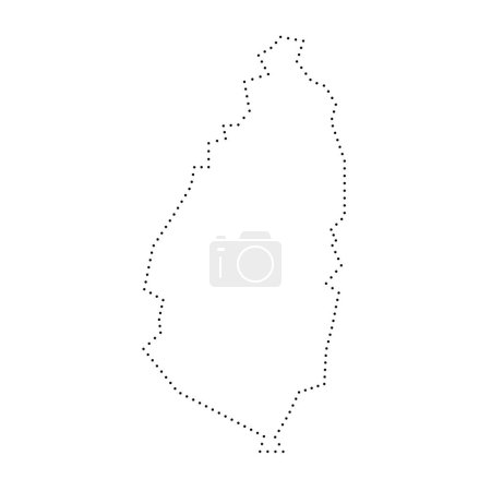 Saint Lucia country simplified map. Black dotted outline contour. Simple vector icon.