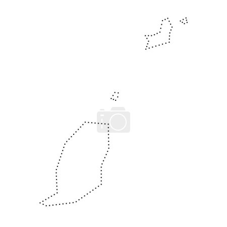 Grenada vereinfachte Landkarte. Schwarz gepunktete Umrisskontur. Einfaches Vektorsymbol.