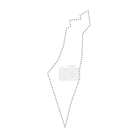 Israel country simplified map. Black dotted outline contour. Simple vector icon.