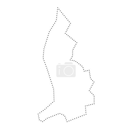 Liechtenstein country simplified map. Black dotted outline contour. Simple vector icon.