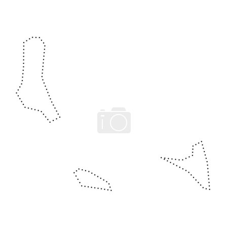 Carte simplifiée des Comores. contour de contour pointillé noir. Icône vectorielle simple.