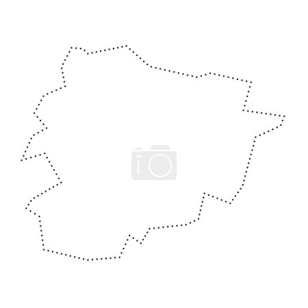 Andorra country simplified map. Black dotted outline contour. Simple vector icon.