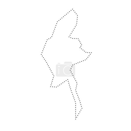 Myanmar country simplified map. Black dotted outline contour. Simple vector icon.