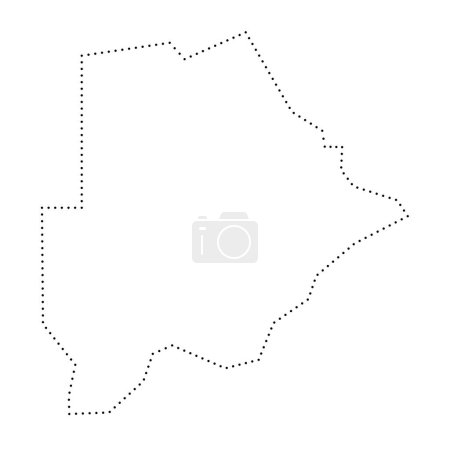 Botswana país mapa simplificado. Contorno contorno punteado negro. Icono de vector simple.