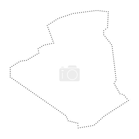 Algérie pays carte simplifiée. contour de contour pointillé noir. Icône vectorielle simple.
