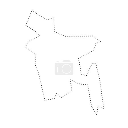 Bangladesh country simplified map. Black dotted outline contour. Simple vector icon.